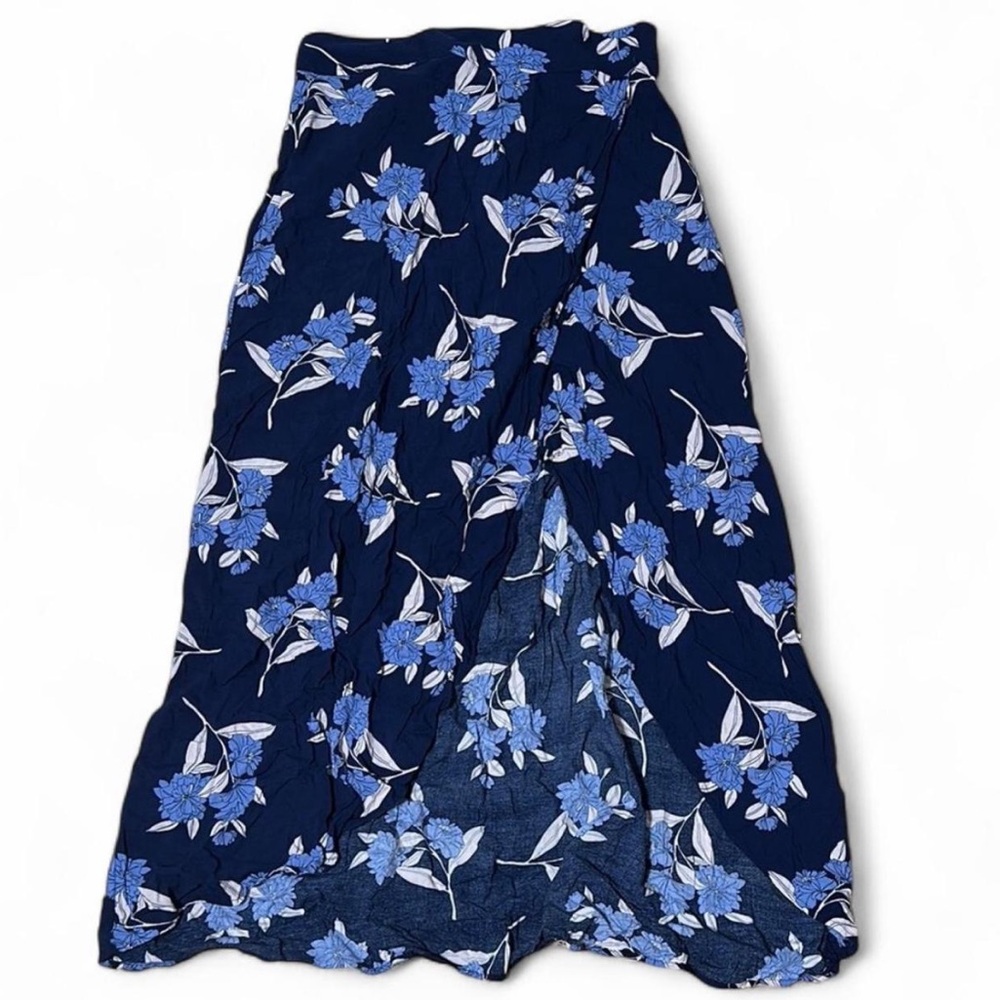 Express Blue Floral Wrap Skirt